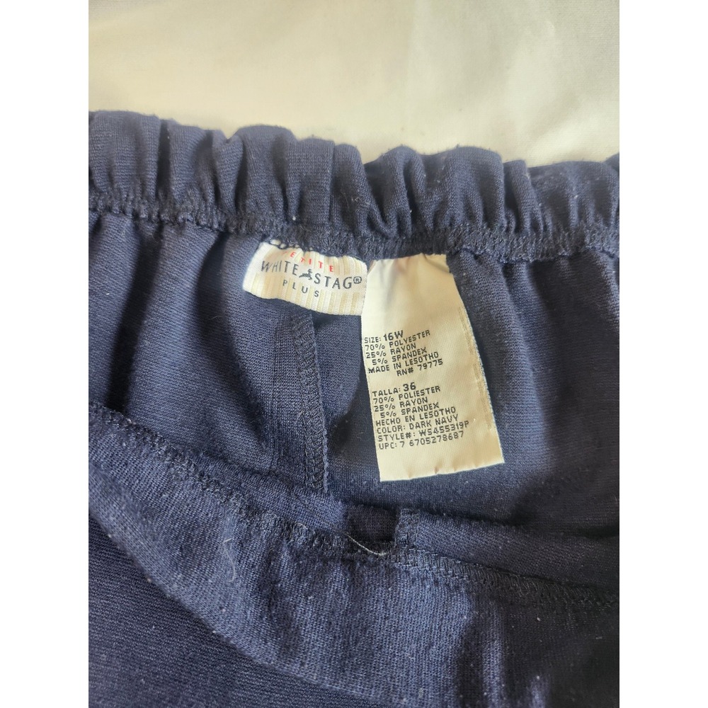 White Stag Plus Petite Navy Blue Elastic Waist Pull On Pants Pockets 16W 16WP - Picture 3 of 8